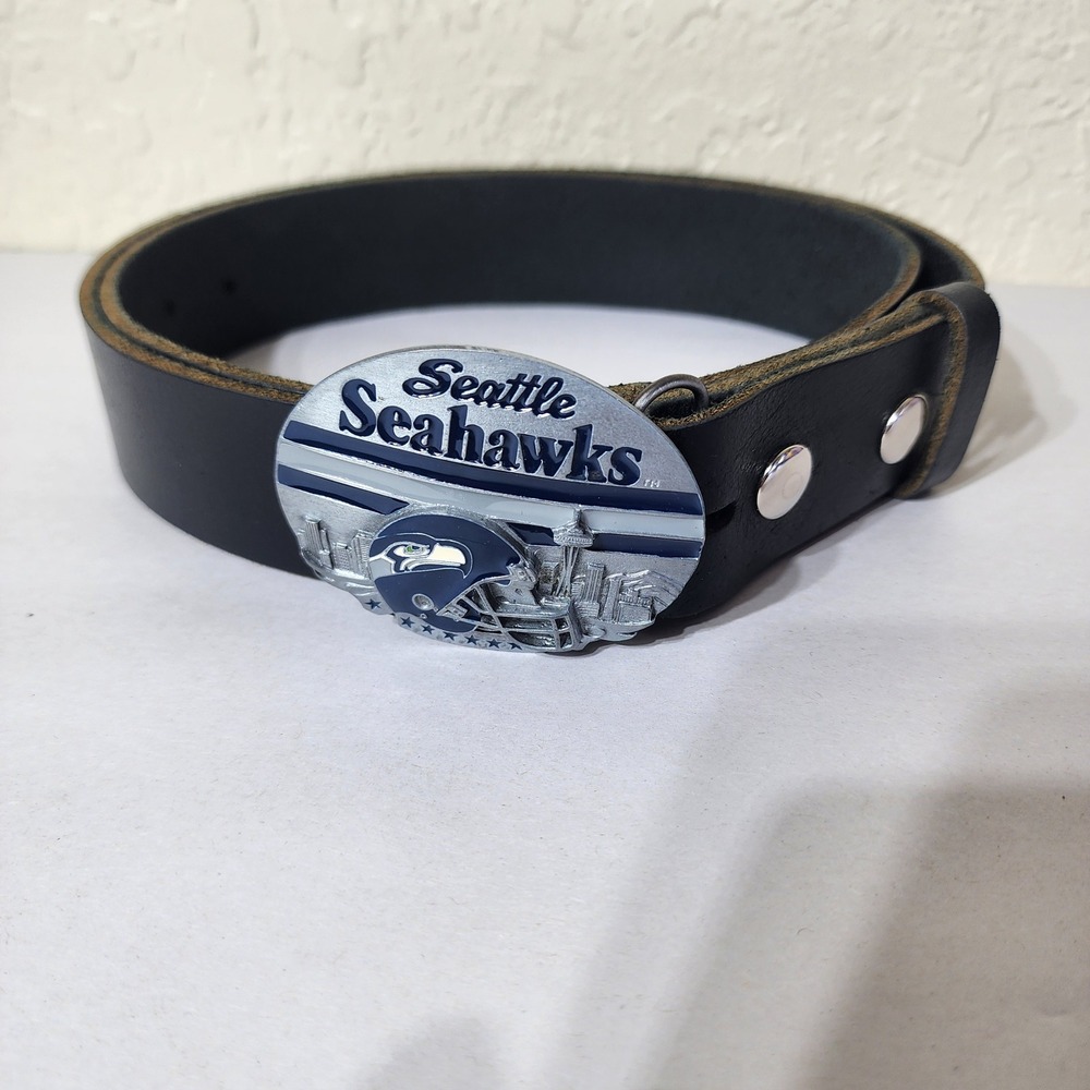 Seattle Seahawks NFL Limited Edition Belt Buckle 2216/10000 Black Leather Belt
